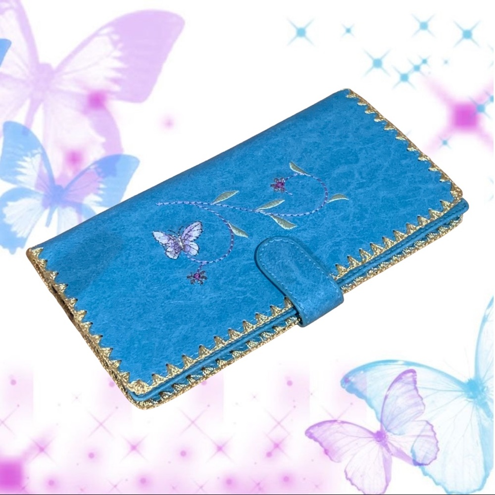 blue butterfly wallet